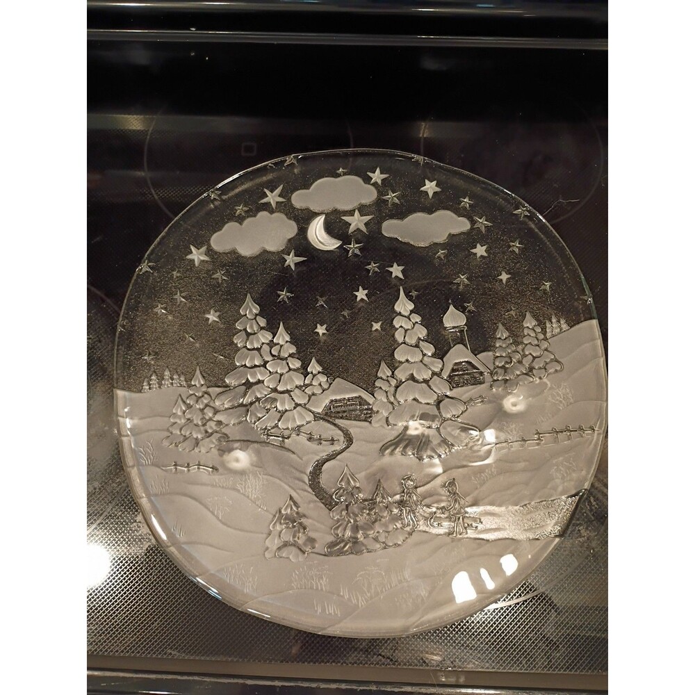 Beautiful Winter Scene Studio Nova Vintage 14.5” Cake Plate “Winterland”